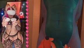 Furry gamer gets stuffed in VR porn game solo