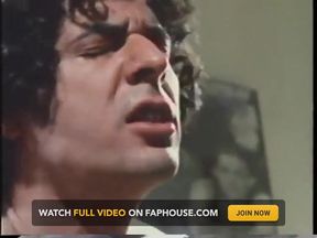 Vintage porno threesome with slut getting banged and creamed by two guys