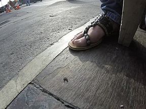 Holly's feet under the table