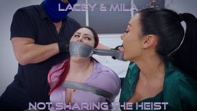 Lacey and Mila - The Double Triple Cross After the Heist H265 MP4 HD ( BBW Bondage FF Bondage , Duct Tape Wrap Gag , Tape Bondage , Tegaderm Clear Tape Gag , OTM bandana Gag , Neck Tie , Microfoam Cleave Gag )