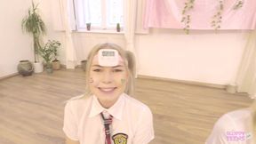 part 09 - cumming on two blonde students kissing facial cum - mimi cica & lulu love