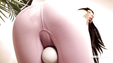 Asian yoga pants squirt tease toys thick legs orgasm