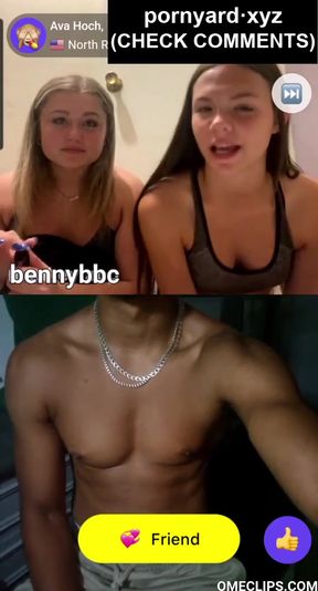 Amateur girl reacts to webcam footage in homemade video