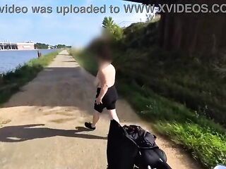 A mother I'd like to fuck with large natural bazookas rides a bicycle absolutely exposed.