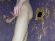 twink boy cruising up public glory hole for a dick to fill up his hungry mouth