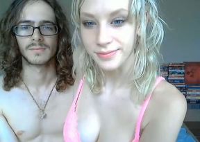 Freaky busty blondie and her 4 eyed dude are gonna make sex clip