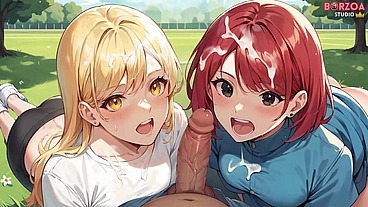 Facial cumshot in public park