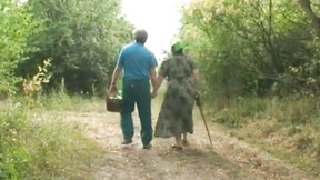 Teen ravaged in the woods by oldie prick