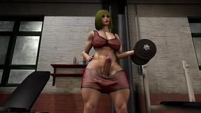 Thick Gym Dickgirl Working Ass at the Gym