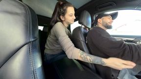 Skinny Couple's Steamy Backseat Fuck Fest: Unhinged Sex Binge in Compact Cruising Car