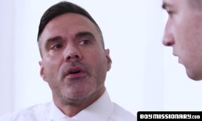 BoyMissionary.com - Mature Mormon's raw claiming of obedient twink after deepthroat