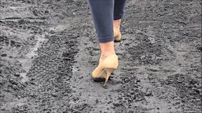 Muddy Walk in my Patent Jimmy Choo Heels