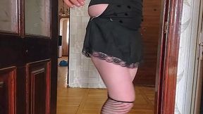 Stunning trans girl fixing eyeliner with steady hands