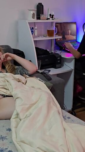 Stunning moment from &quot;Horny Blonde BBW Wife Can&#039;t Wait for Her Husband to Stop Gaming and Makes Herself Cum&quot;