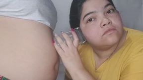 Obsessed with my chubby white sister's stomach noises