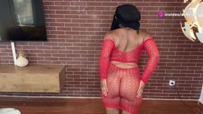 See through Try On Haul l Transparent elegant sexy red top and red skirt l At my apartment