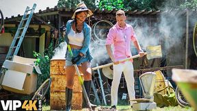 Brunette MILF Gets Fucked Hard In The Garden Outdoors