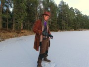 Jerking off on a frozen lake - 4k 30fps