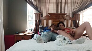Cheating housewife took me down while her girlfriend watched