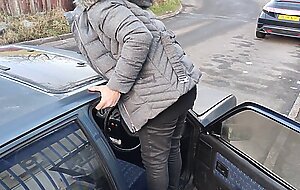 Tranny gilf starting and driving an ancient peugeot 205 diesel sfw NOT PORN