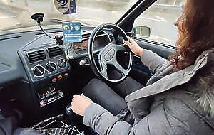 Tranny gilf starting and driving an ancient peugeot 205 diesel sfw NOT PORN
