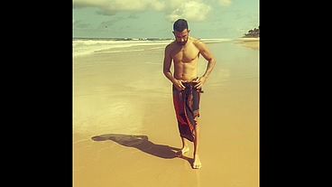 Nudist Beach - Dan naked and hard jerking off on the beach