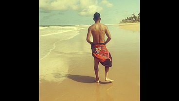 Nudist Beach - Dan naked and hard jerking off on the beach