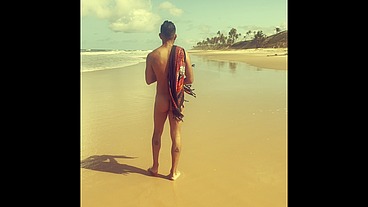 Nudist Beach - Dan naked and hard jerking off on the beach