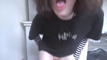 Goth twink sucks and bounces on dildo