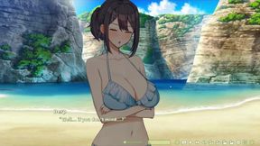 Hentai Game - Summer Clover - The Dedicated Office Lady Gets Lewd on the Beach - Handjob and Deepthroat