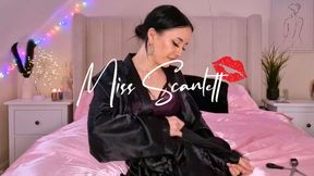 Scarlett's sinful satin robe and nightie rip (destruction)