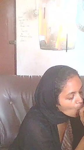 Hijab Lady Works at My Home Office Sucks Well