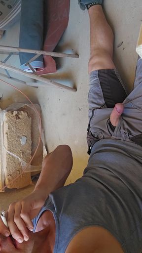 A hot day on the construction site Part 5/9 Coffee break, fingering, dildo blowjob, dildo fuck