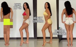 Cum or Deny? Frustrating Bikini Try-on, heavily Censored