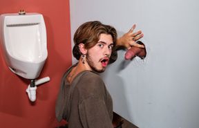 Muscular man with a tattooed body and a skinny fellow