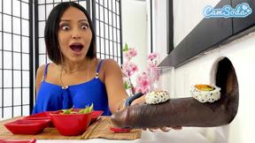 ”Big Tit Stepmommies in Sushi Glory Hole BBC Blowjob”
