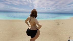 Horny Slut seduces Married MILF Teacher on Beach POV