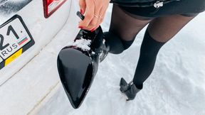 69 Super Slippery High Heel Ankle Boots in Snow