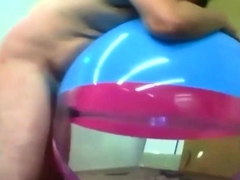 Big inflatable beach ball fuck cum inside