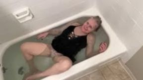 Entering The Water And Underwater In My Clingy Satin Slip