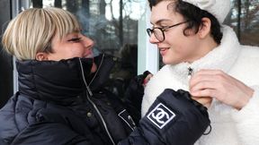 Girlfriends Smoking in Puffy Coats