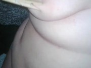 BBW self nipple torture