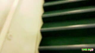 White Dude Sucks BBC In Public Stair Well