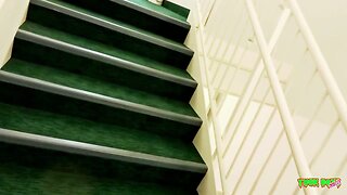 White Dude Sucks BBC In Public Stair Well
