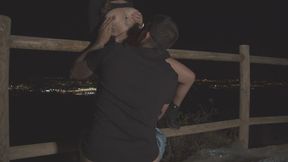 NIGHT THREESOME IN A PUBLIC VIEWPOINT