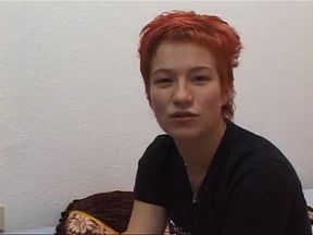 Short hair redhead is doing her first casting