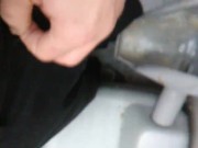 POV Transgirl In Porta Potty Struggling to Get Pants Off Due To Cold Hands
