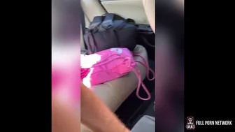 Abbie Maley gives a blowjob to Able Godshark in parking lot car sex