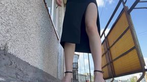 Giantess Smoking Outdoors in Skirts Not Panty