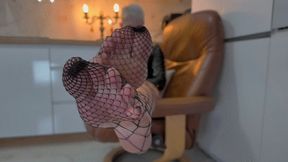Ruslana Is Alone In The Kitchen And All She Wants Is You Worshipping Her Feet - Fishnets Part